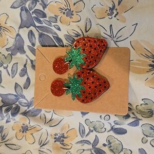 2/$10 Strawberry Sparkly Acrylic Earrings